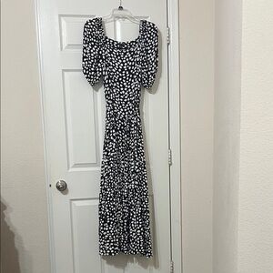Ann Taylor Black and White Polka Dot Midi Dress